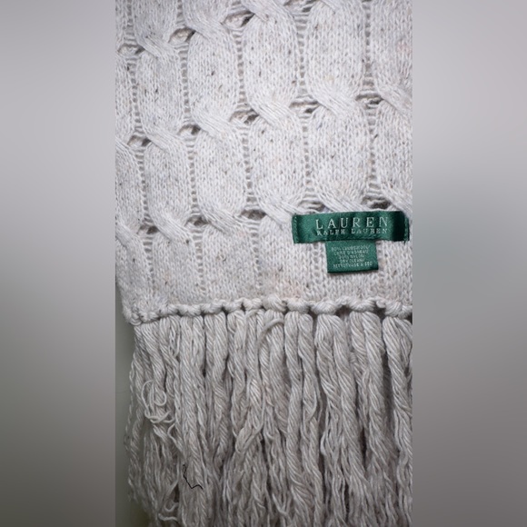 Lauren Ralph Lauren gray Lambswool Blend Cable Knit Scarf - Picture 2 of 2